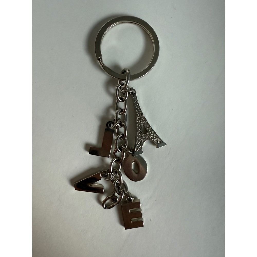 Love Eiffel Tower Keychain Silver Charm Paris Souvenir Gift Women
